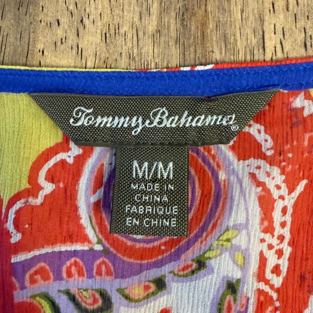 Tommy Bahama 100% Silk Blouse Paisley Sheer Colorful Beach Resort Women’s Medium - Picture 3 of 8